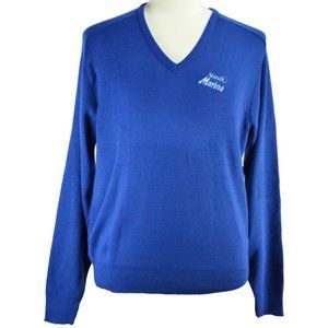 SEAFAIR Vintage Sweater Size LARGE L MARINA V Neck Cobalt Blue by Wild Hawk NWOT